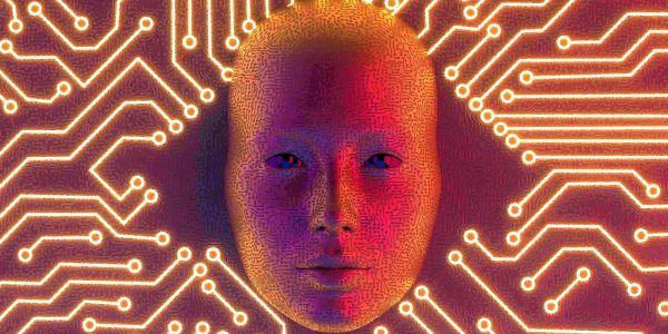 Ai cloud concept with robot face